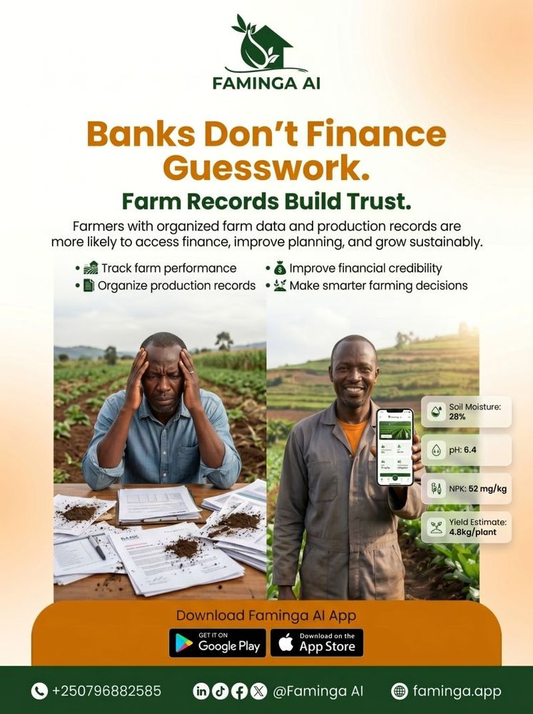 The next Green Revolution in Africa will not be powered by more tools.

It will be powered by better decisions.

For decades, millions of smallholder farmers have had the land, the resilience, and the experience — but not the structured data needed to scale sustainably.

Without data:
farms remain invisible to finance,
production becomes difficult to predict,
and growth stays limited.

At Faminga, we are building digital infrastructure that helps farmers move from intuition-based farming to intelligence-driven farm management.