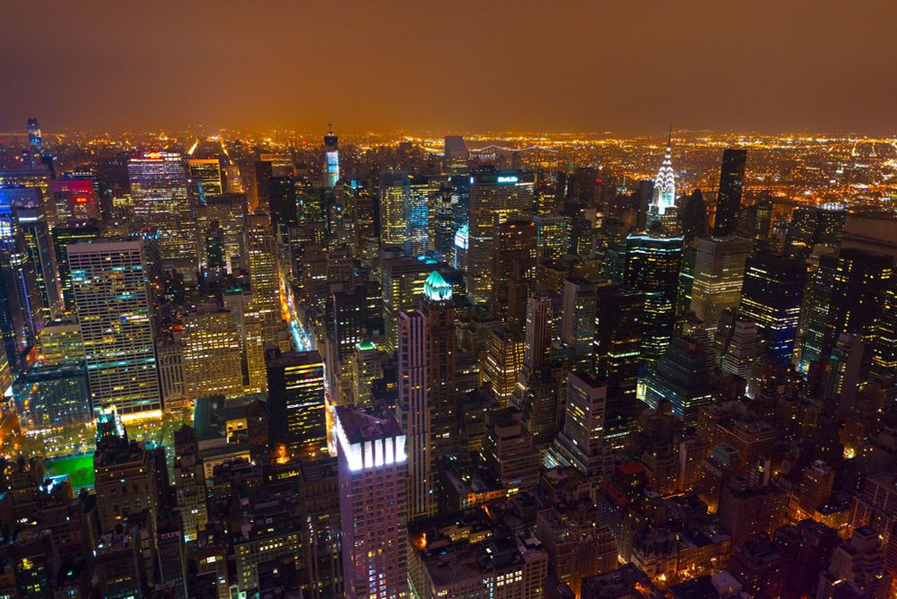 NYC skyline at night. Long exposure. 