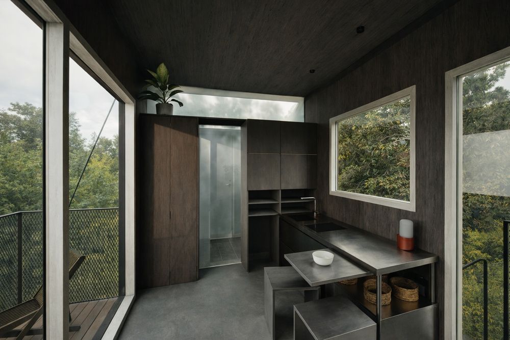 interior of the stilthouse, view to the bathroom
foto: stiltlife GmbH & Co. KG