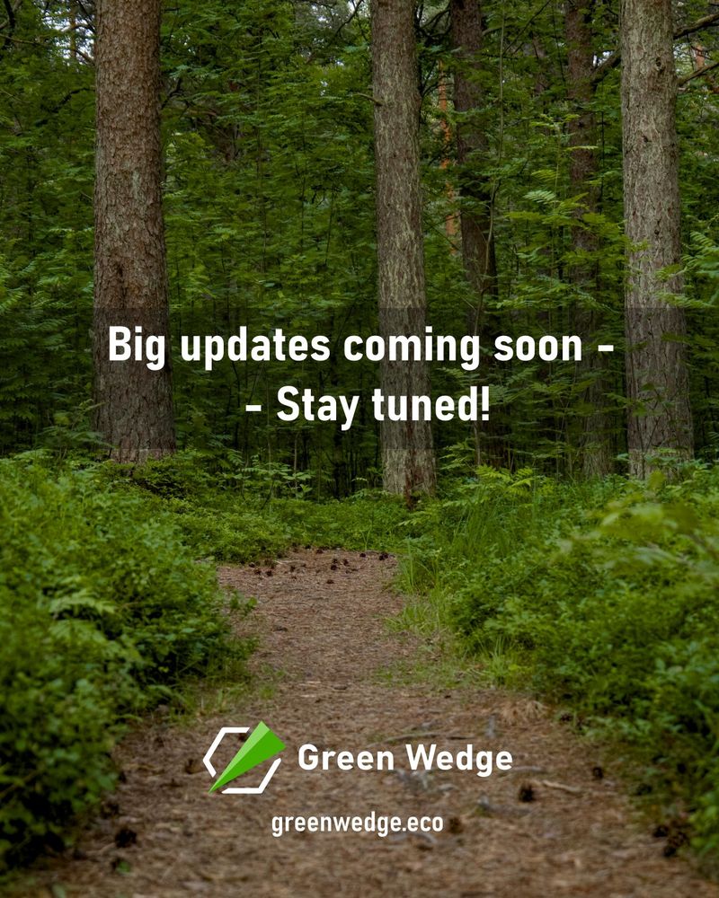 Photo of the forest path with overlaid text "Big updates coming soon - Stay tuned!".