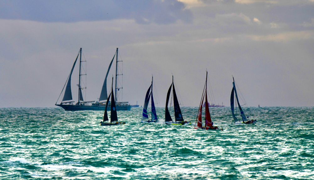 Sailing Vessel Artemis at the depart of the Transat L'or sailing race