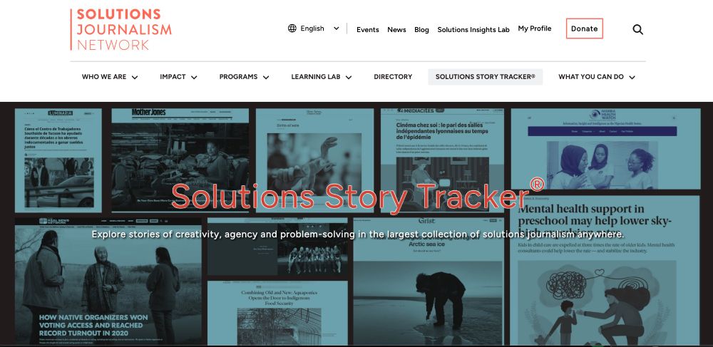 The Solutions Story Tracker aggregates stories developed under solution stories principles, including climate, AI, energy and others https://storytracker.solutionsjournalism.org/